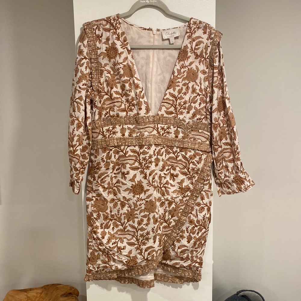 Cleobella Floral Cream and Brown Dress - Picture 2 of 9